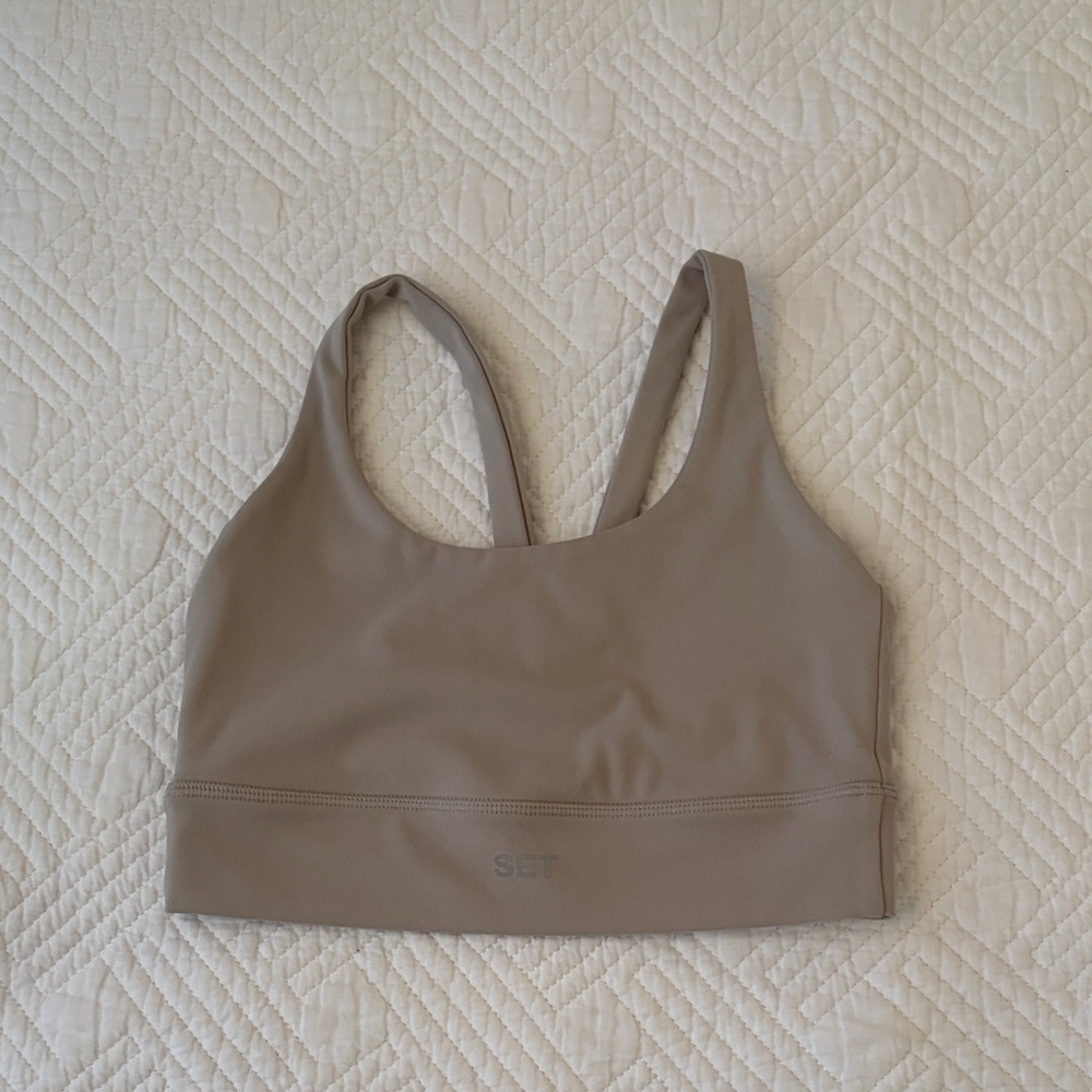 SET Active luxform taupe tan sports bra size Small